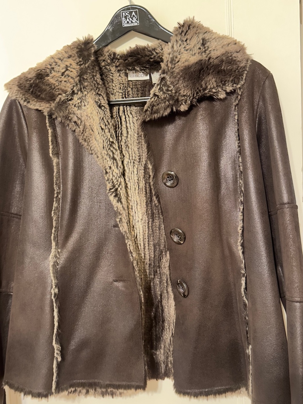 Chico’s Chestnut Brown Faux Shearling Coat - Women